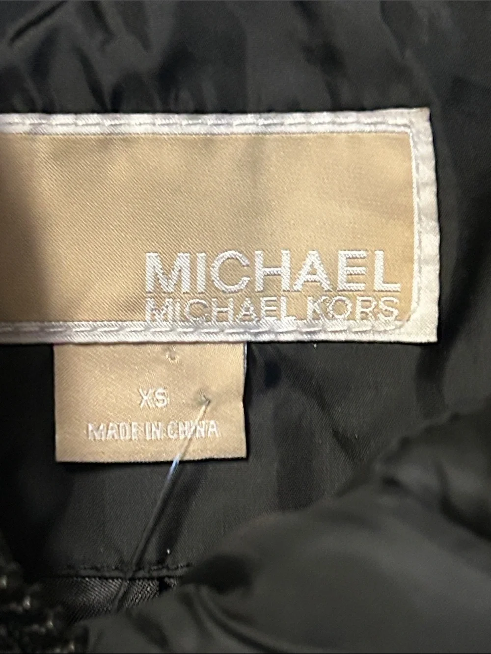 Michael Kors Black Quilted Long Puffer Coat with Faux Fur Collar